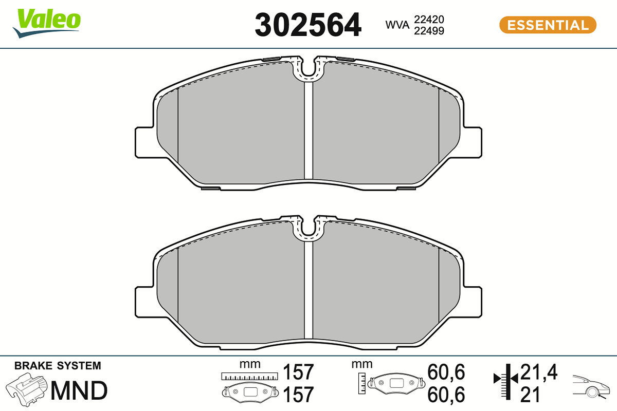 Jeu de 4 plaquettes de frein VALEO ref. 302564
